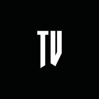 TV-Logo-Monogramm mit Emblem-Stil auf schwarzem Hintergrund isoliert vektor