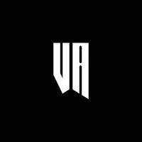 va-Logo-Monogramm mit Emblem-Stil auf schwarzem Hintergrund isoliert vektor