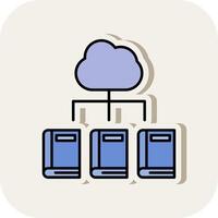 Digital Bibliothek Linie gefüllt Weiß Schatten Symbol vektor