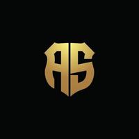 als Logo-Monogramm mit Goldfarben und Designvorlage in Schildform vektor