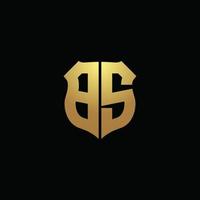 bs-Logo-Monogramm mit Goldfarben und Designvorlage für Schildform vektor