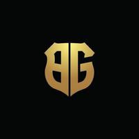 bg-Logo-Monogramm mit Goldfarben und Designvorlage für Schildform vektor