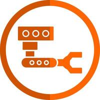 industriell Roboter Glyphe Orange Kreis Symbol vektor