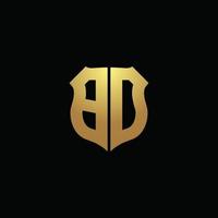 bd-Logo-Monogramm mit Goldfarben und Designvorlage für Schildform vektor