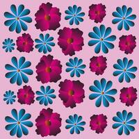 Blumen- Muster von Blau und lila Blumen auf Rosa Hintergrund vektor