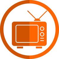 tv glyf orange cirkel ikon vektor