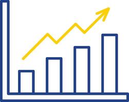 tillväxt graf linje två färgikon vektor