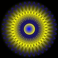runden abstrakt Muster im Blau und Gelb auf ein schwarz Hintergrund vektor