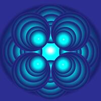 abstrakt Fantasie Muster im das bilden von Kreise und Bälle auf ein Blau Hintergrund vektor