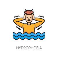 Phobie, Psychologie Problem, Hydrophobie Linie Symbol vektor