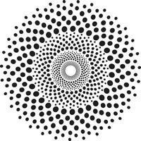 abstrakt runden Muster im das bilden von schwarz Punkte vereinbart worden im ein Kreis auf ein Weiß Hintergrund vektor