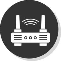 W-lan Router Glyphe grau Kreis Symbol vektor