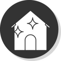 hus rengöring glyf grå cirkel ikon vektor
