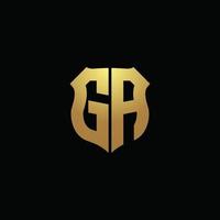 ga-Logo-Monogramm mit Goldfarben und Design-Vorlage in Schildform vektor