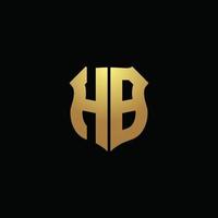 hb-Logo-Monogramm mit Goldfarben und Designvorlage für Schildform vektor