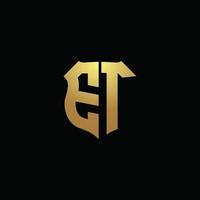 et Logo-Monogramm mit Goldfarben und Designvorlage in Schildform vektor