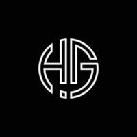 hg Monogramm Logo Kreis Band Stil Umriss Designvorlage vektor