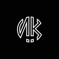 nk-Monogramm-Logo-Kreis-Band-Stil-Umriss-Design-Vorlage vektor