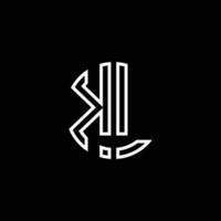 kl Monogramm Logo Kreis Band Stil Umriss Designvorlage vektor
