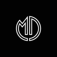 md-Monogramm-Logo-Kreis-Band-Stil-Umriss-Design-Vorlage vektor