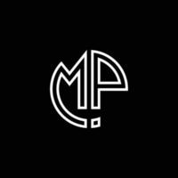 mp-Monogramm-Logo-Kreis-Band-Stil-Umriss-Design-Vorlage vektor