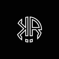 kr-Monogramm-Logo-Kreis-Band-Stil-Umriss-Design-Vorlage vektor