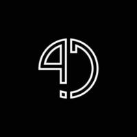 PC-Monogramm-Logo-Kreis-Band-Stil-Umriss-Design-Vorlage vektor