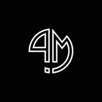 pm monogram logotyp cirkel band stil disposition designmall vektor