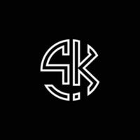 sk-Monogramm-Logo-Kreis-Band-Stil-Umriss-Design-Vorlage vektor