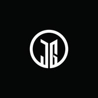 jg monogram logotyp isolerad med en roterande cirkel vektor
