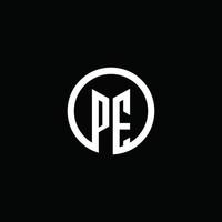 pe monogram logotyp isolerad med en roterande cirkel vektor