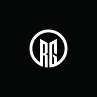 rg-Monogramm-Logo isoliert mit einem rotierenden Kreis vektor