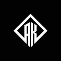 ak-Logo-Monogramm mit quadratischer Designvorlage im Rotationsstil vektor