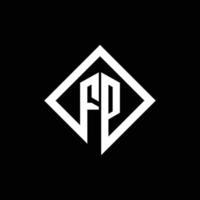 fp logotyp monogram med fyrkantig roterande stil designmall vektor