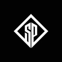 sp logotyp monogram med fyrkantig rotera stil designmall vektor