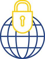 global Sicherheit Linie zwei Farbe Symbol vektor
