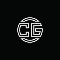 cg-Logo-Monogramm mit negativem Raumkreis abgerundete Designvorlage vektor