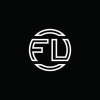 fu-Logo-Monogramm mit negativem Raumkreis abgerundete Designvorlage vektor