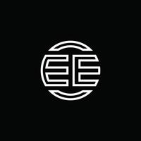 ee-Logo-Monogramm mit negativem Raumkreis abgerundete Designvorlage vektor