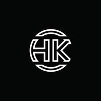 HK-Logo-Monogramm mit negativem Raumkreis abgerundete Designvorlage vektor