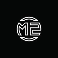 mz-Logo-Monogramm mit negativem Raumkreis abgerundete Designvorlage vektor