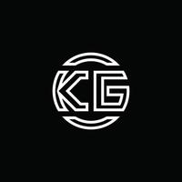 kg logotyp monogram med negativ utrymme cirkel rundad designmall vektor