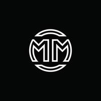 mm Logo-Monogramm mit negativem Raumkreis abgerundete Designvorlage vektor