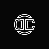oc-Logo-Monogramm mit negativem Raumkreis abgerundete Designvorlage vektor