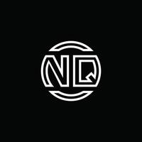 nq logotyp monogram med negativ utrymme cirkel rundad designmall vektor