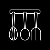 Küche Utensilien Linie invertiert Symbol vektor