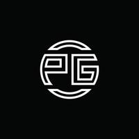 pg-Logo-Monogramm mit negativem Raumkreis abgerundete Designvorlage vektor