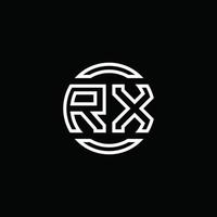 rx-Logo-Monogramm mit negativem Raumkreis abgerundete Designvorlage vektor