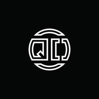 qo-Logo-Monogramm mit negativem Raumkreis abgerundete Designvorlage vektor