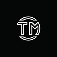 tm logotyp monogram med negativ utrymme cirkel rundad designmall vektor